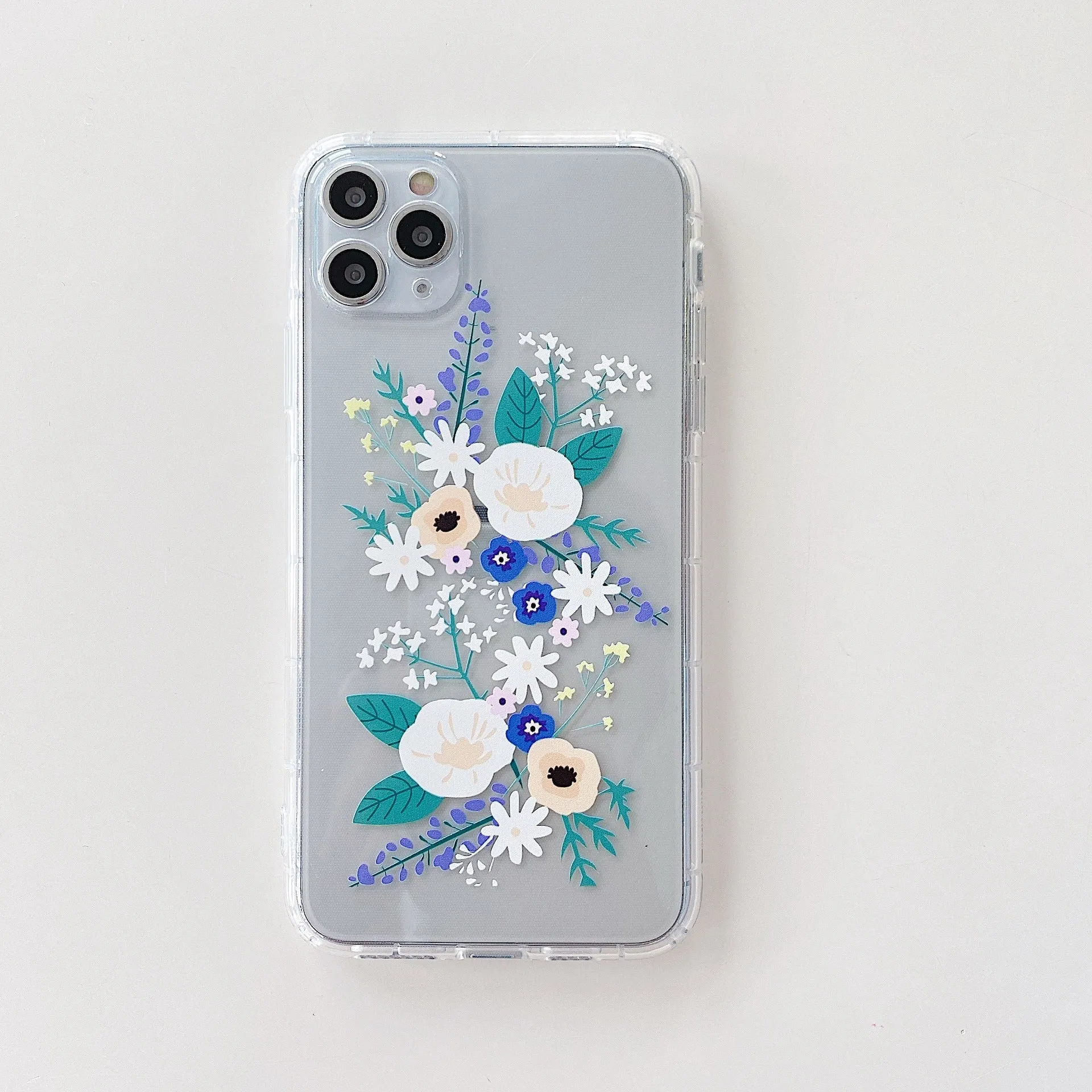 Flower print TPU phone case back cover for Samsung Galaxy models, available in two floral colours