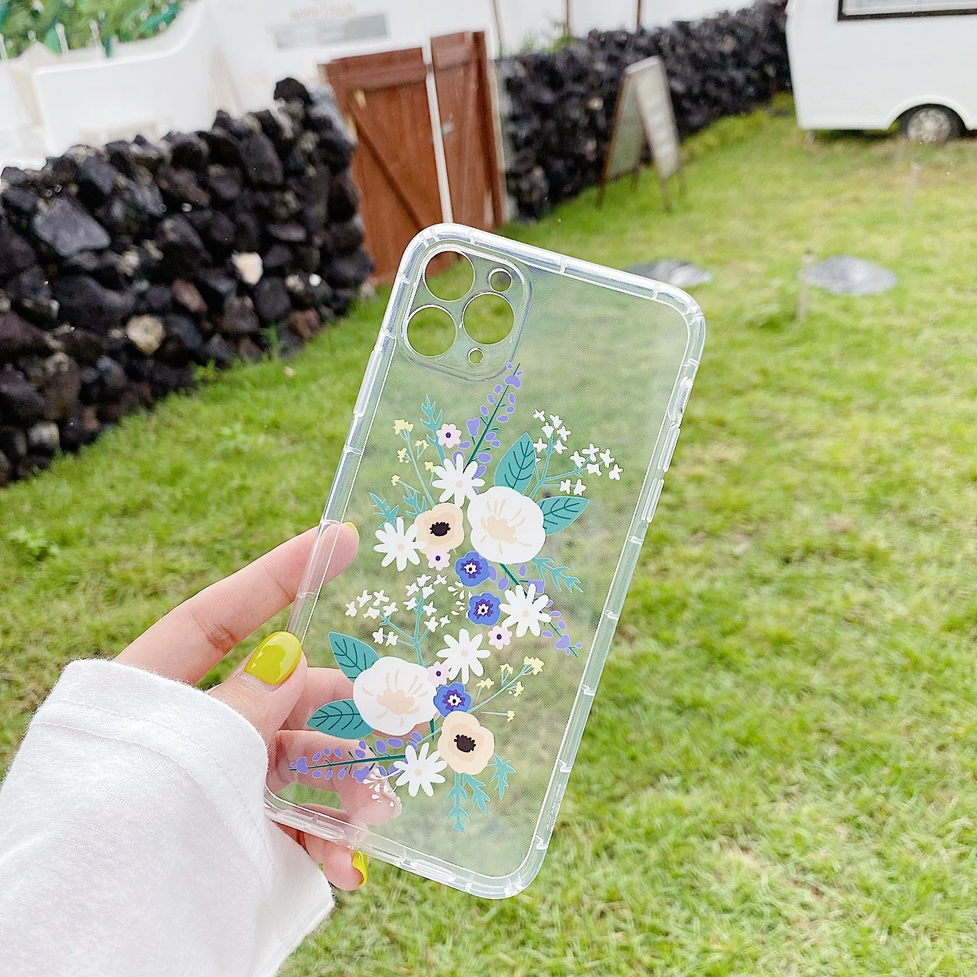 Flower print TPU phone case back cover for Samsung Galaxy models, available in two floral colours