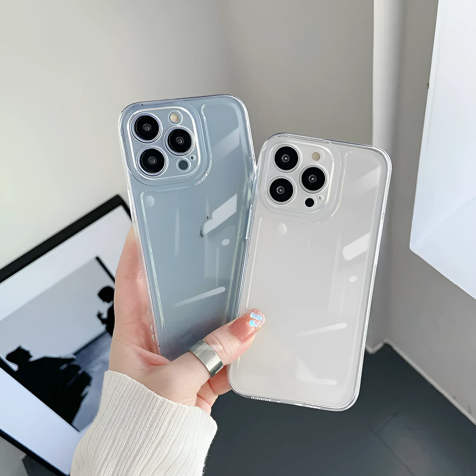 Clear TPU drop-proof soft phone case for iPhone with fall protection, Space Shell colour