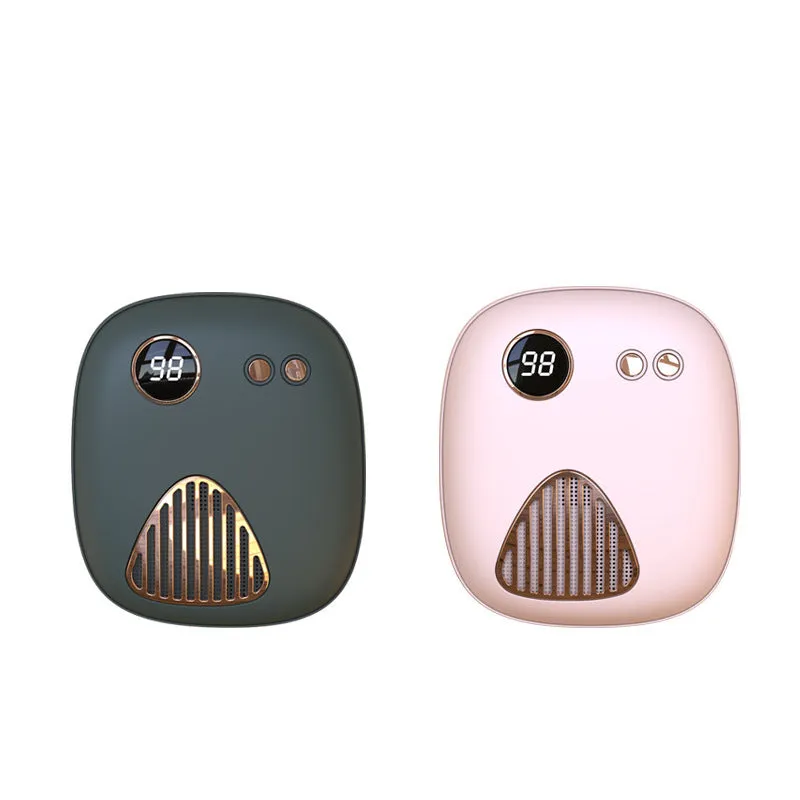 Mini hand warmer in plastic with modern simple design, USB rechargeable, available in Green