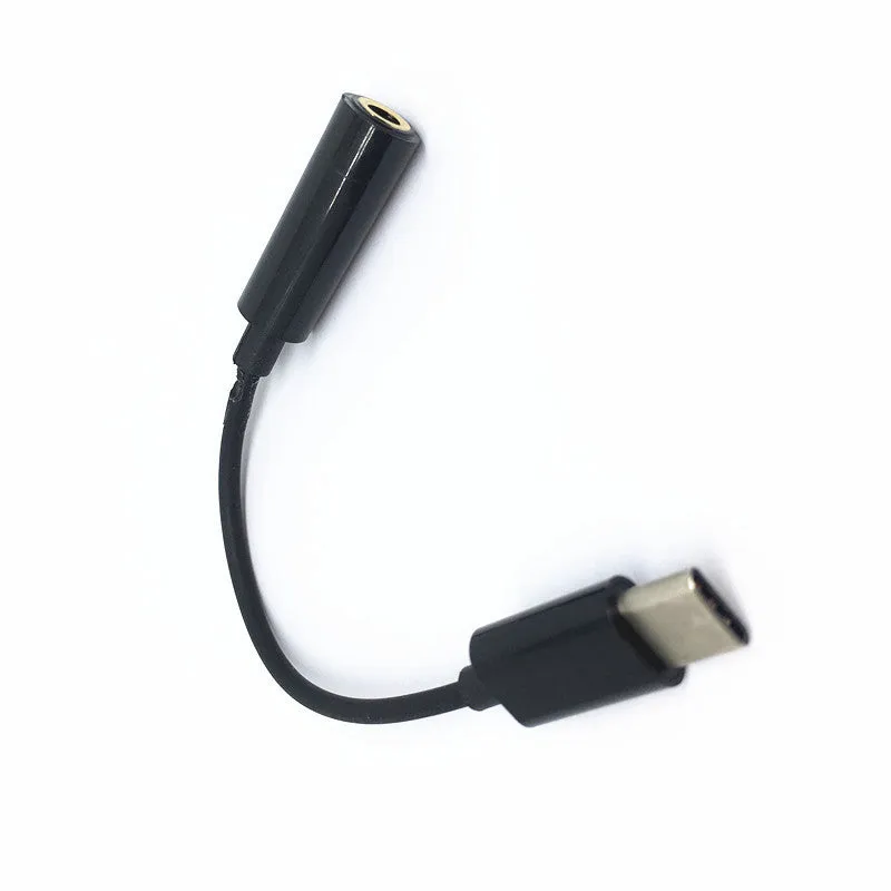 USB Type-C male to 3.5mm female audio adapter cable, 10cm length, with black wire and connectors