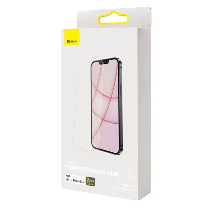Transparent tempered glass screen protector for iPhone 13 5.4 inch model with cleaning bag and fitting artefact