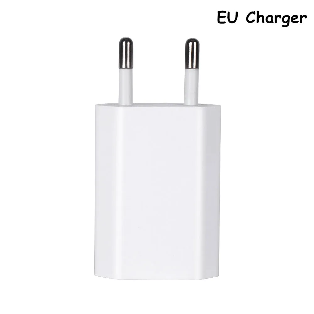 5V 2A USB travel charger and cable compatible with iPhone and iPad models.