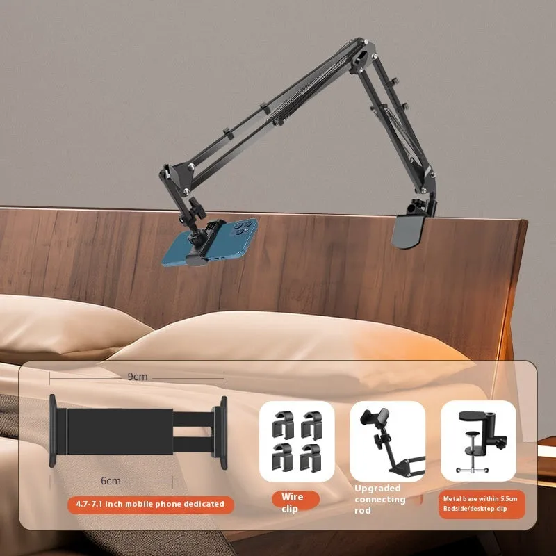 Folding universal phone holder with ABS metal construction and multiple clip options for bedside table