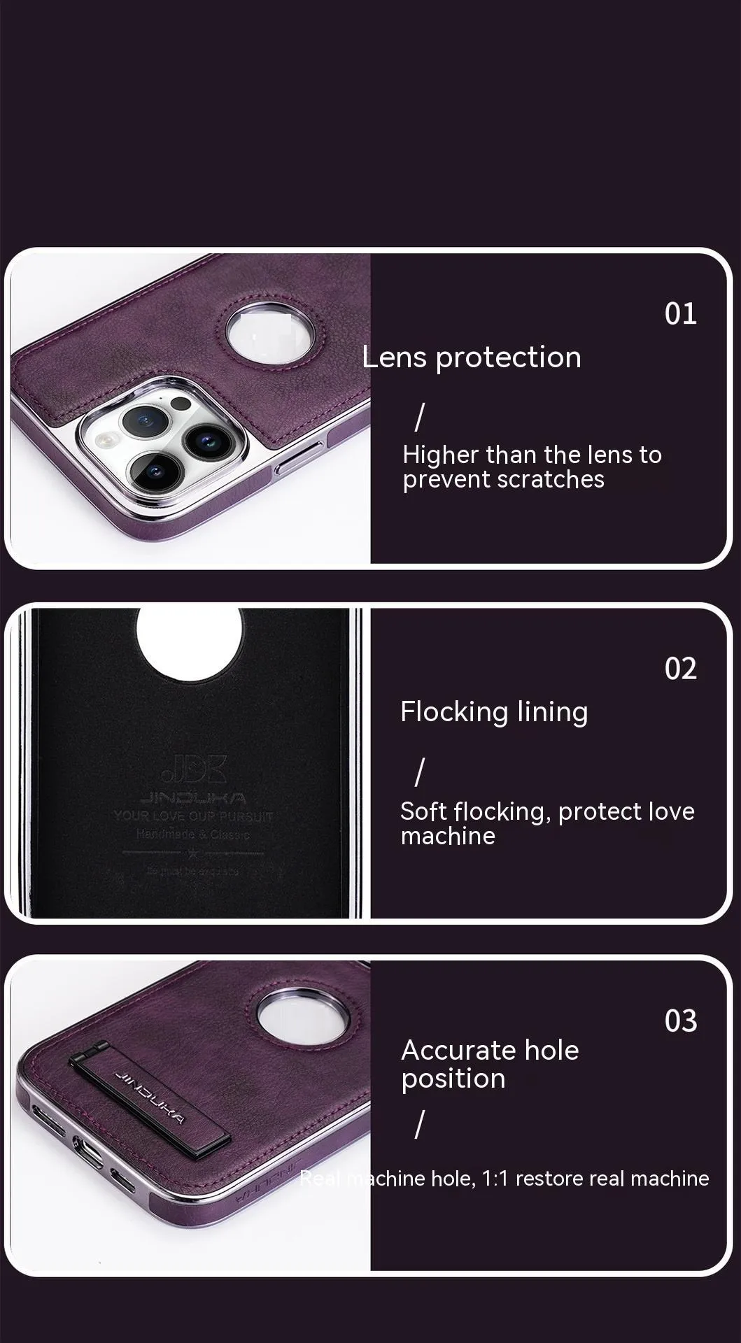Imitation leather phone case with bracket Kickstand for iPhone in black colour