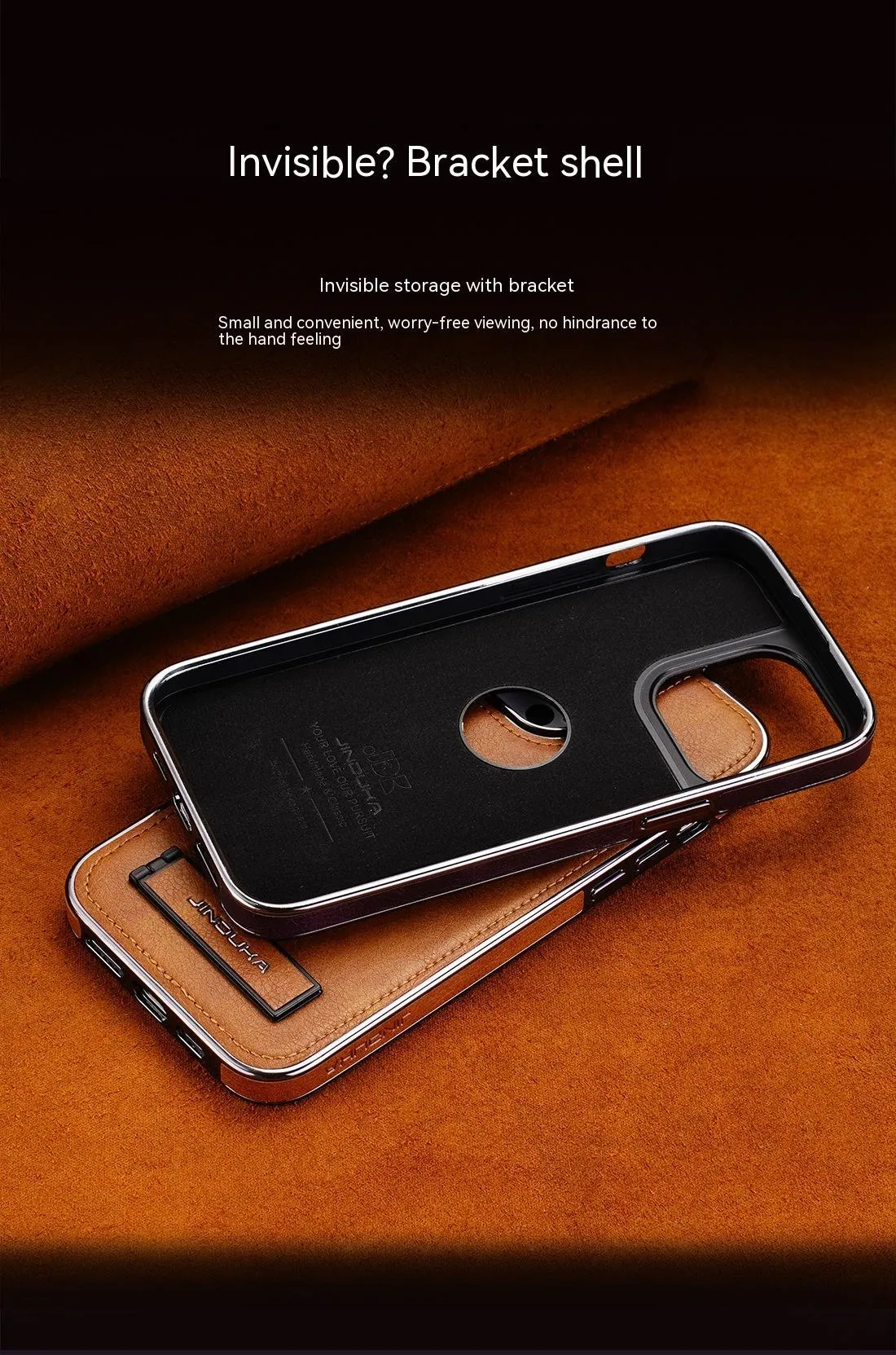 Imitation leather phone case with bracket Kickstand for iPhone in black colour