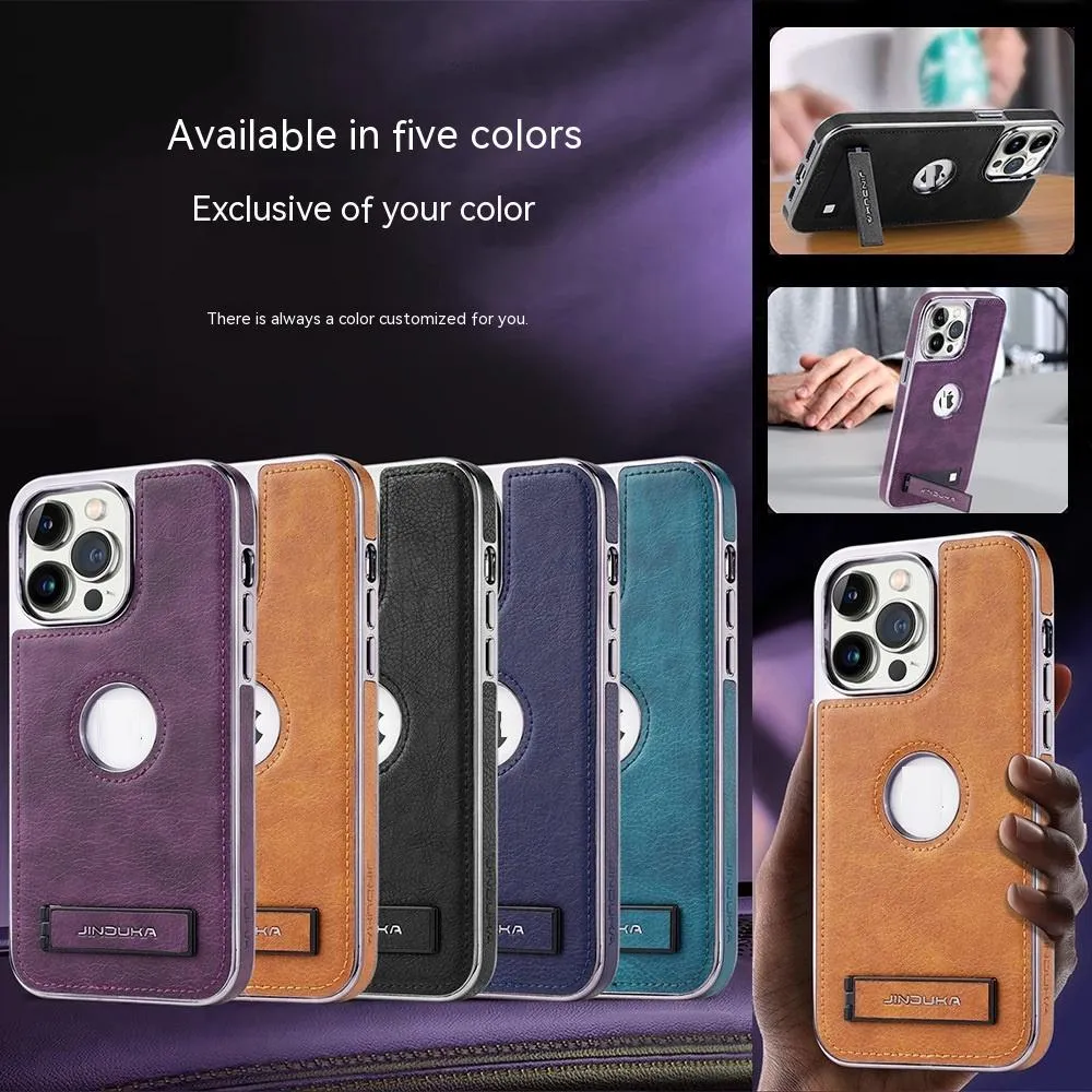 Imitation leather phone case with bracket Kickstand for iPhone in black colour