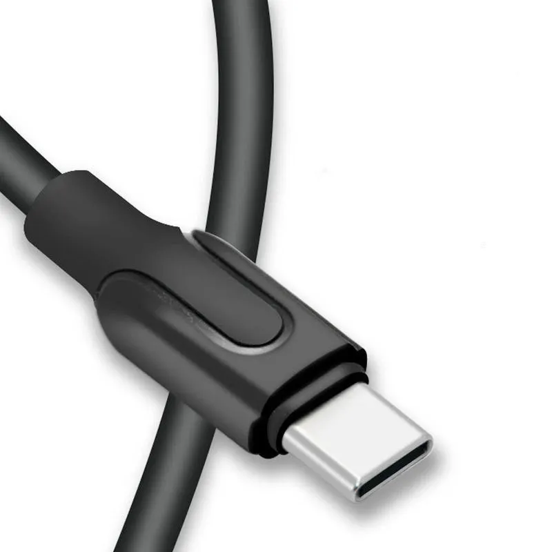 Fast charging USB cable in black, 5A single-head connector for Android Type C or iPhone, 1m length