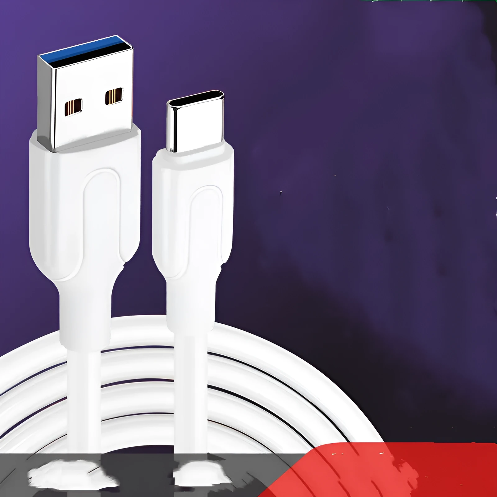Fast charging USB cable in black, 5A single-head connector for Android Type C or iPhone, 1m length