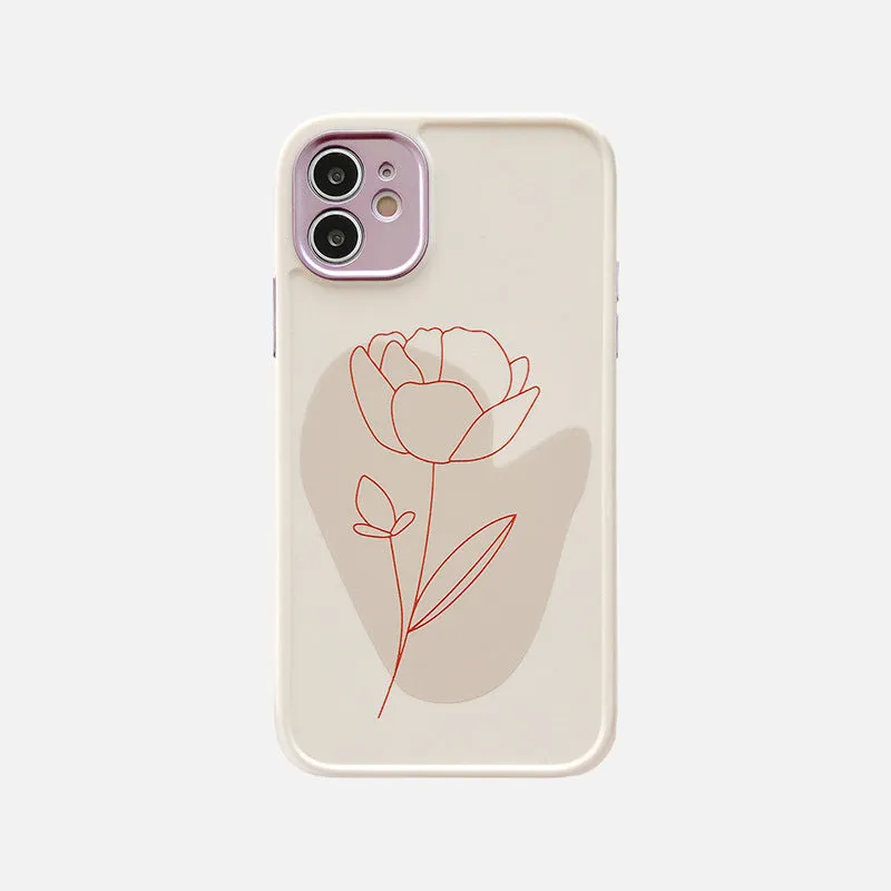 Vintage leaf flower phone case for iPhone with shockproof soft TPU back cover in geometric European American style