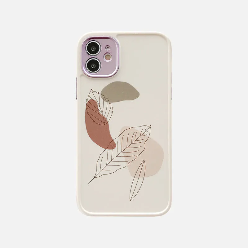 Vintage leaf flower phone case for iPhone with shockproof soft TPU back cover in geometric European American style