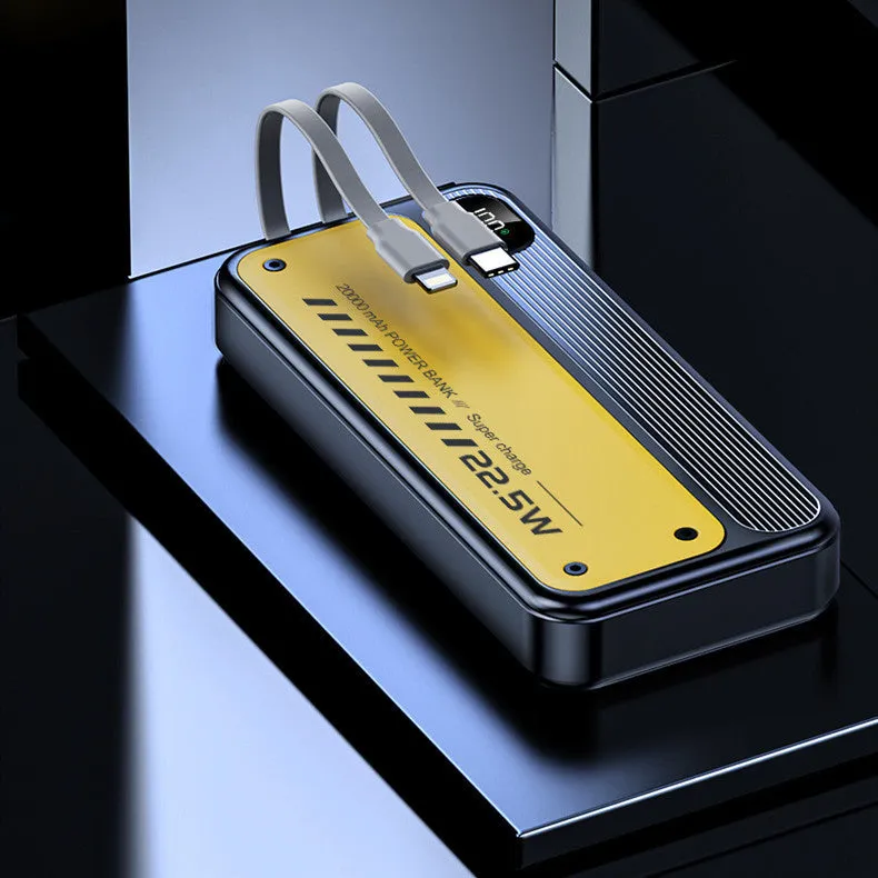 225W fast charge portable power bank with cable plastic shell black