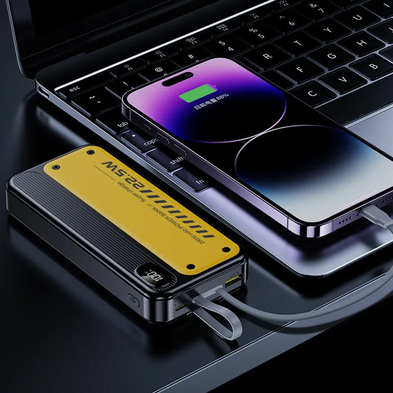 225W fast charge portable power bank with cable plastic shell black