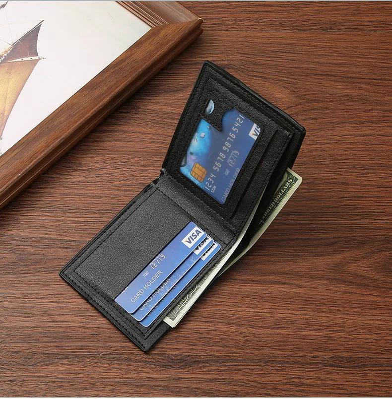 Men's short PU leather wallet with embossed snakeskin pattern, black, with multiple card slots and coin pocket