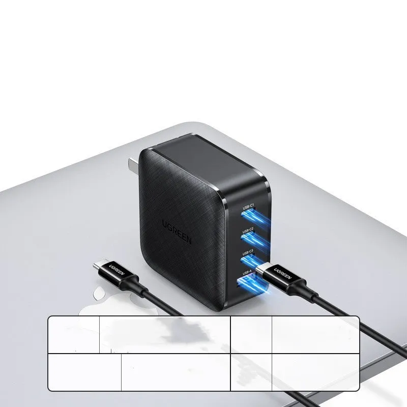 UGreen 65W GaN four-port PD charger with folding plug, black, PC fireproof shell