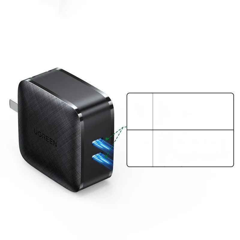 UGreen 65W GaN four-port PD charger with folding plug, black, PC fireproof shell