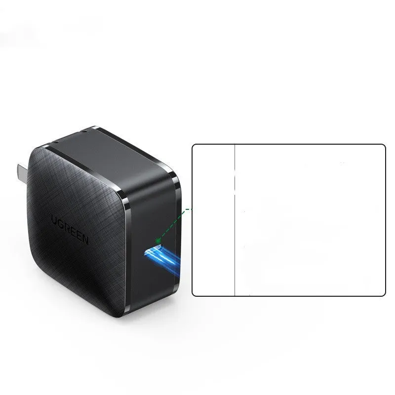 UGreen 65W GaN four-port PD charger with folding plug, black, PC fireproof shell
