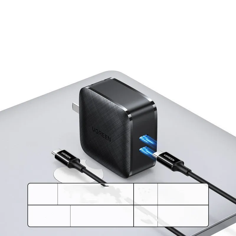 UGreen 65W GaN four-port PD charger with folding plug, black, PC fireproof shell