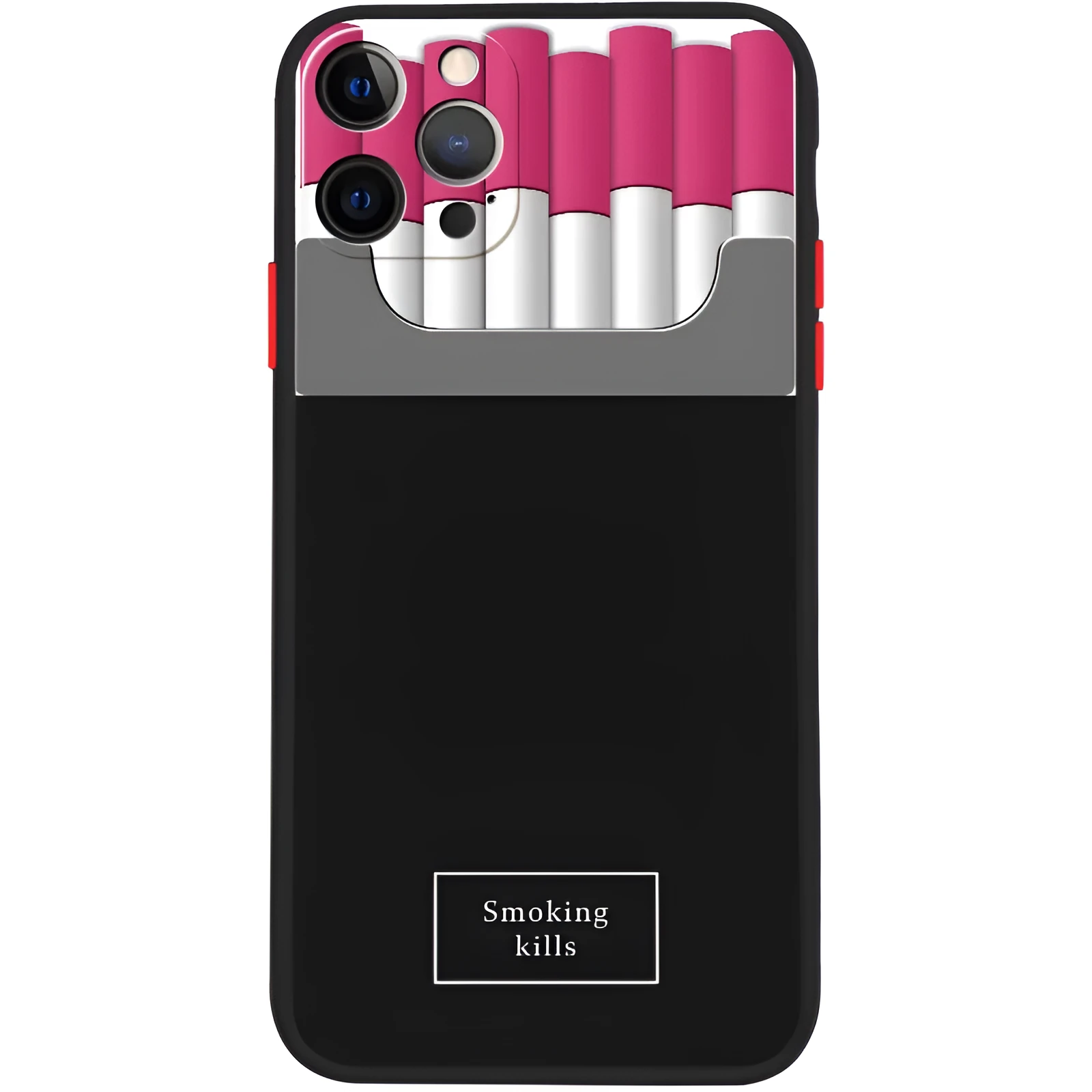 TPU silicone cigarette pattern drop protection phone case for iPhone 11 12 Pro Max, black colour, front view