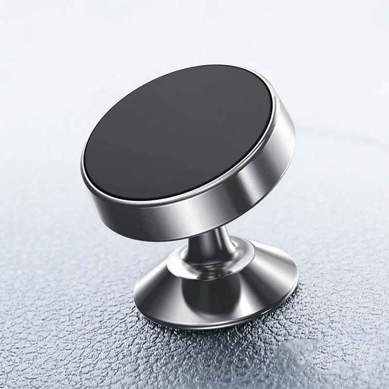 Magnetic car phone holder with aluminium alloy construction in black, gold, and silver colour options