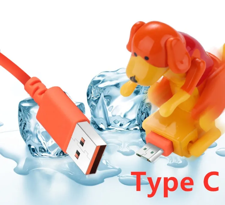 Rogue Dog Type C data cable showing a cute puppy design with a USB connector on one end and Type C on the other