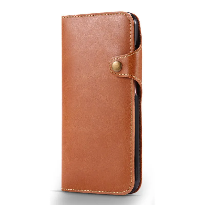 Samsung Galaxy S8 Plus Flip Phone Case Note 8 Plug-in Card Phone Case PU Leather Business Style Protective Cover with Card Slot Black Khaki Brown Red