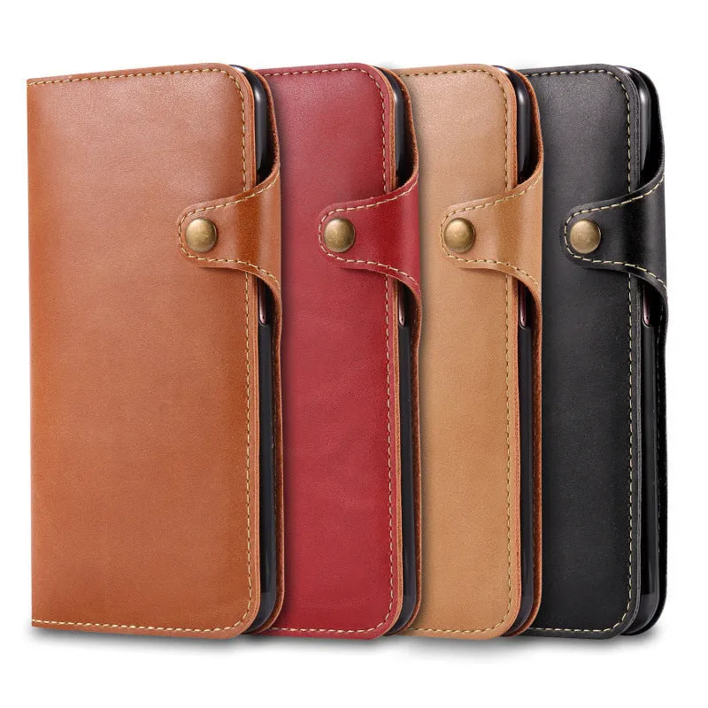 Samsung Galaxy S8 Plus Flip Phone Case Note 8 Plug-in Card Phone Case PU Leather Business Style Protective Cover with Card Slot Black Khaki Brown Red