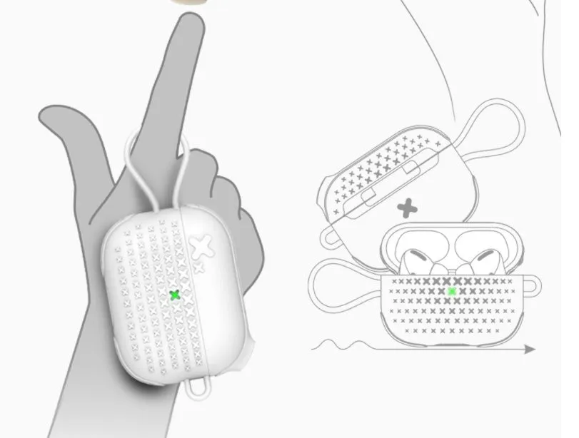 Silicone cover for Apple Airpods Pro charging case in Black, Green, and White