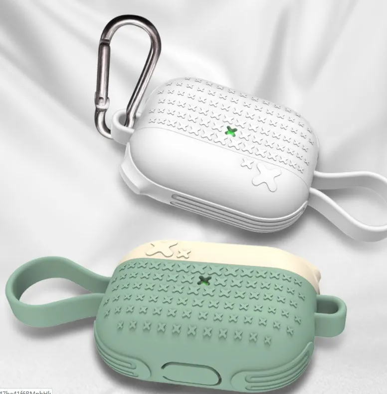 Silicone cover for Apple Airpods Pro charging case in Black, Green, and White
