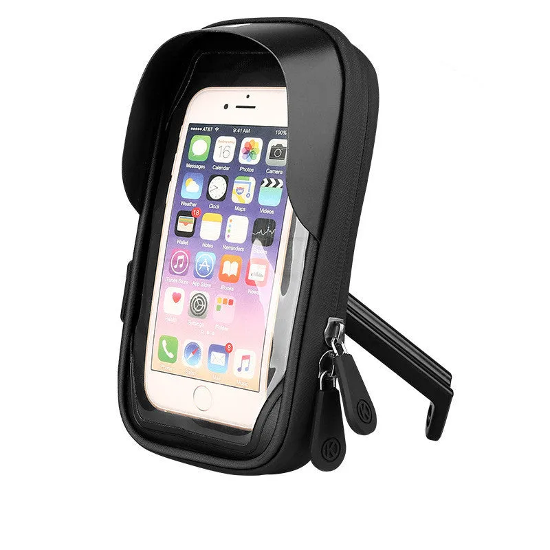 Waterproof mobile phone stand for bicycles and electric cars in black colour