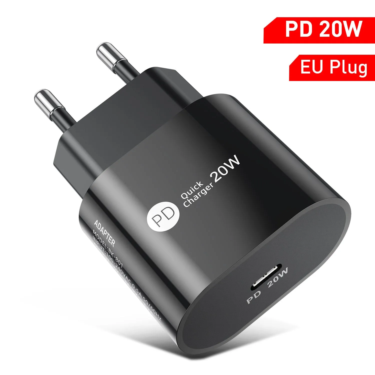 PD20W 20W fast charging head Type-C interface white colour with European Standard plug