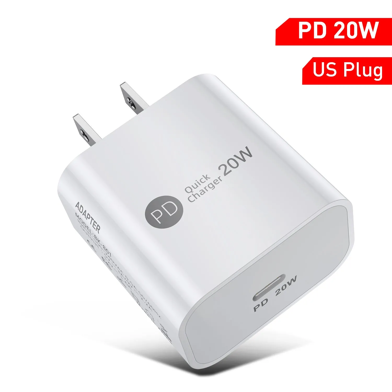 PD20W 20W fast charging head Type-C interface white colour with European Standard plug