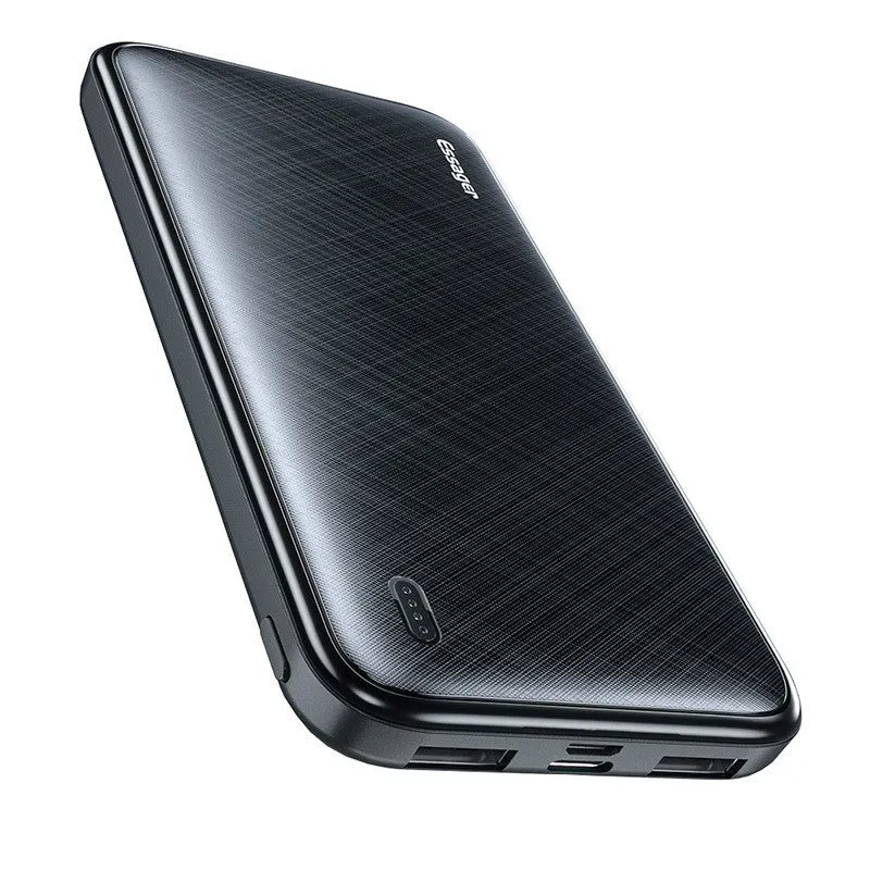 Essager 10000mAh portable power bank in black plastic shell with charging indicator
