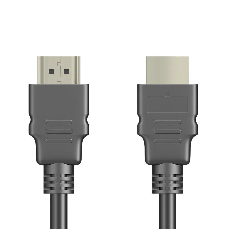 Black HDMI cable with nickel-plated connectors for set-top box to TV connection.