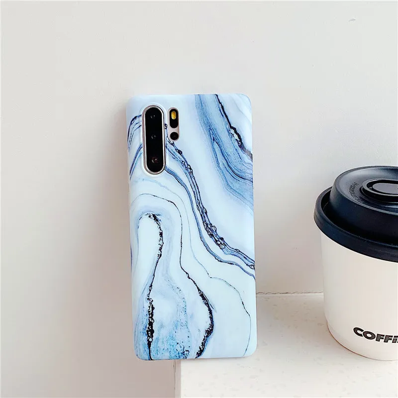 Blue marble silicone phone case for Samsung A40, A50, and A70, ultra-thin protective back cover