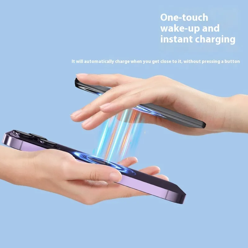 Ultra-thin magnetic power bank with alloy shell in black, silver, dark gray or violet