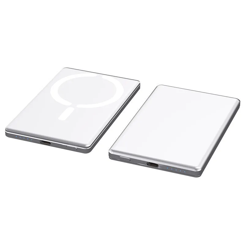 Ultra-thin magnetic power bank with alloy shell in black, silver, dark gray or violet