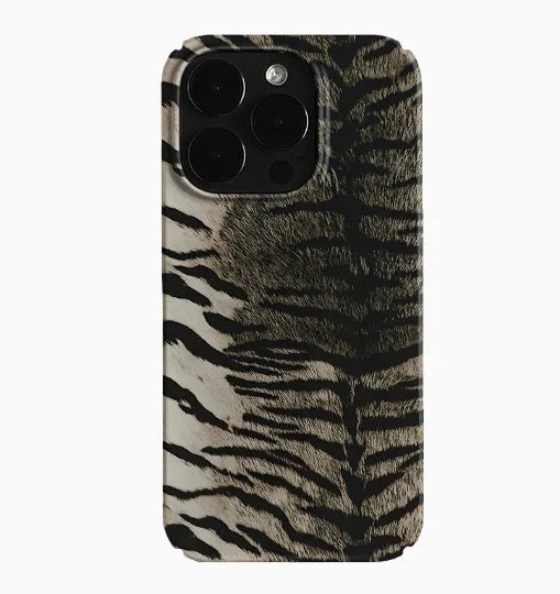 Gray tiger leather pattern hard shell phone case for iPhone with large hole cutout
