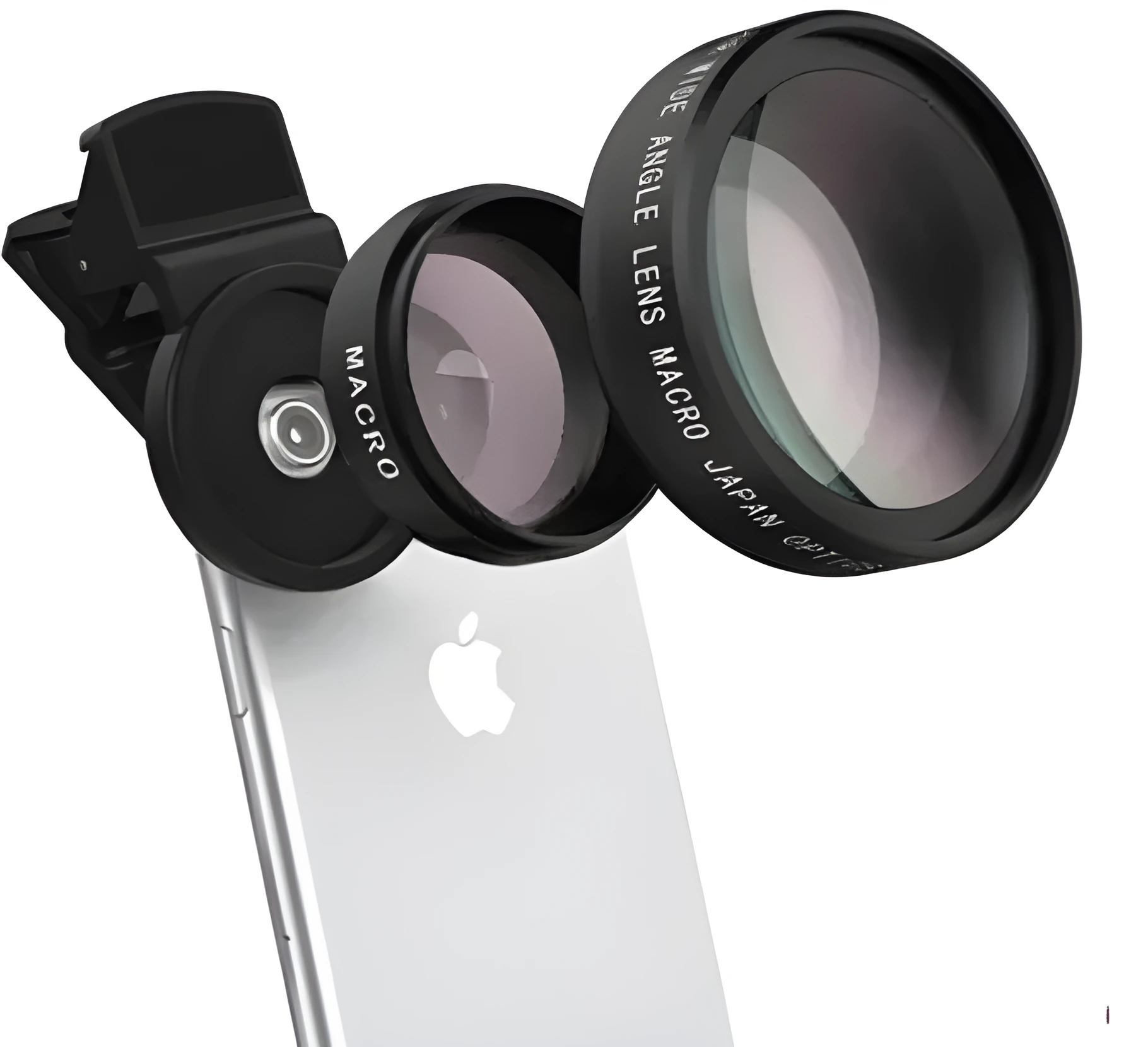 Black mobile phone wide-angle macro lens with aluminium alloy and optical glass, 0.45X and 10x magnification