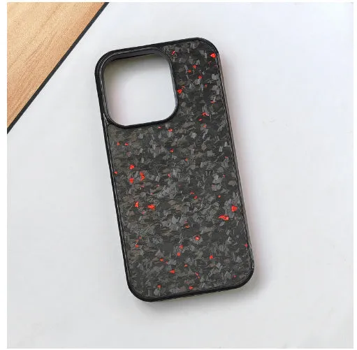 Forged carbon fibre phone case in silver for iPhone 13 Pro Max fall prevention