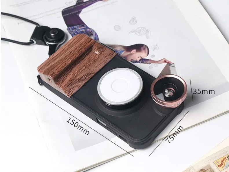 Black mobile phone fill light lens case for Apple 6 6S 7 8 with built-in LED light