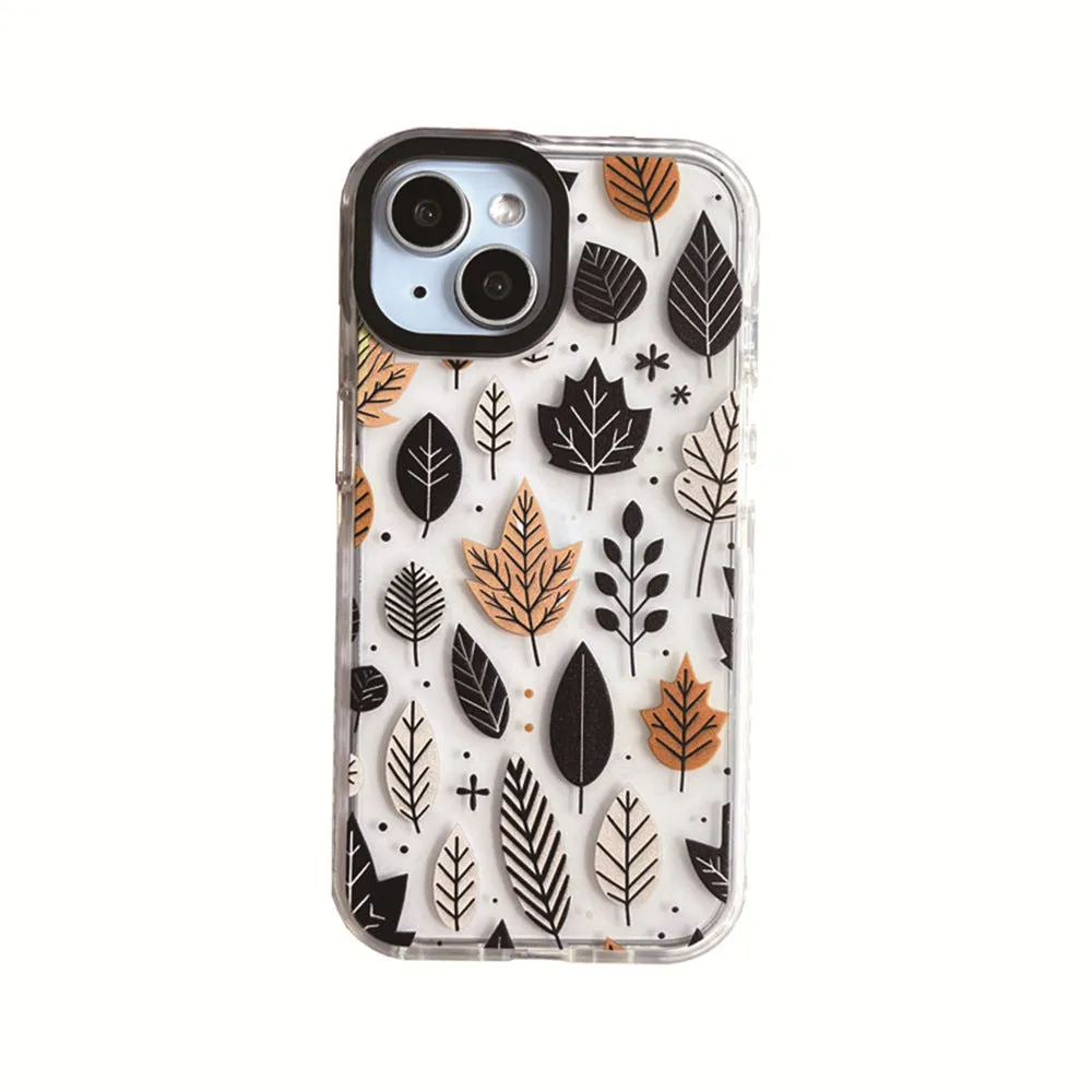 Autumn deciduous acrylic hard phone case with fallen leaves spray-painted design for iPhone 11-15 series
