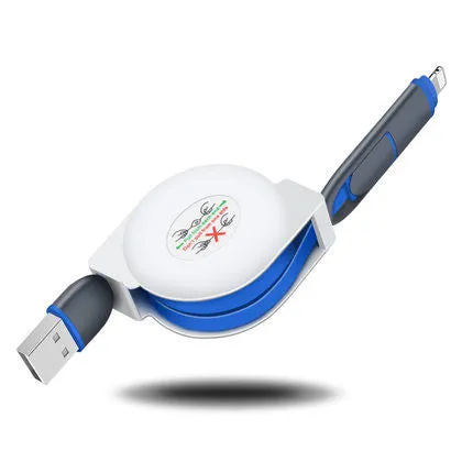 3-in-1 telescopic USB charging cable extended to 120cm length with titanium alloy connectors