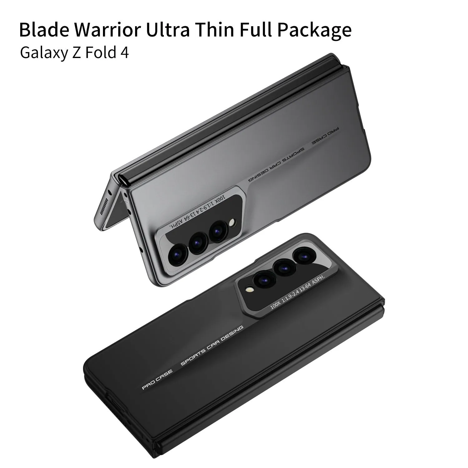 Folding blade phone case for Samsung Z Fold 4, hard PC, frosted finish, Cool Black colour, creative design