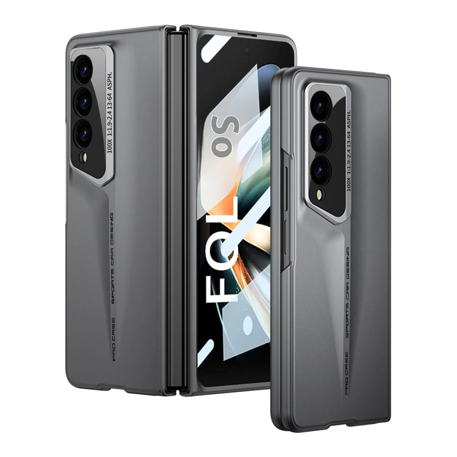 Folding blade phone case for Samsung Z Fold 4, hard PC, frosted finish, Cool Black colour, creative design