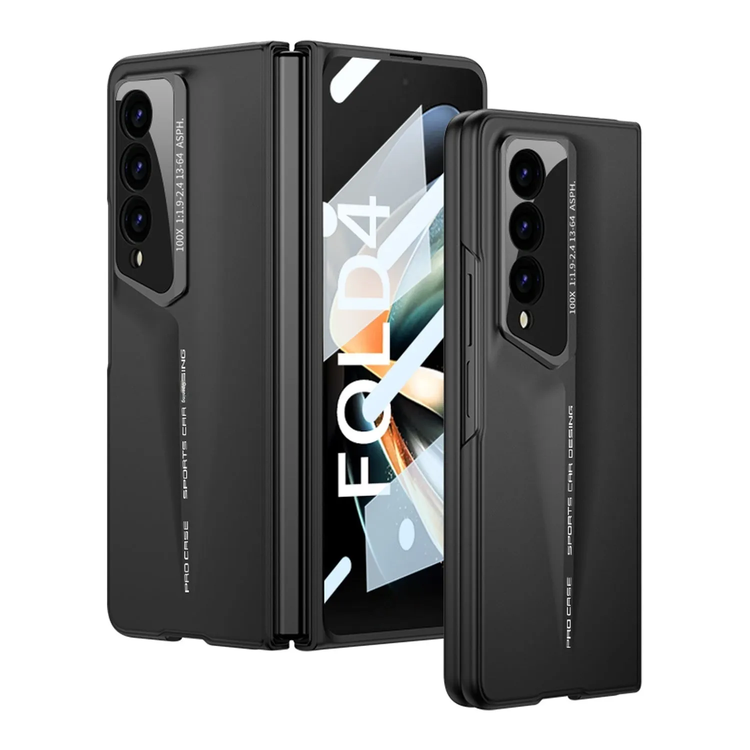 Folding blade phone case for Samsung Z Fold 4, hard PC, frosted finish, Cool Black colour, creative design