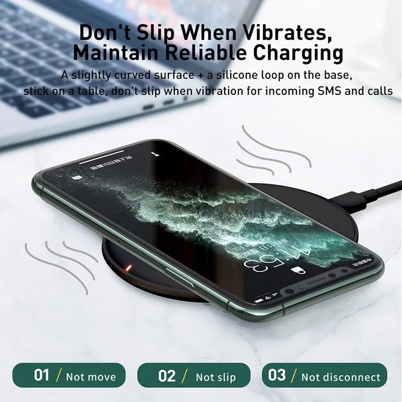 Baseus Rough Wireless Charging Pad in black or white with Type-C port