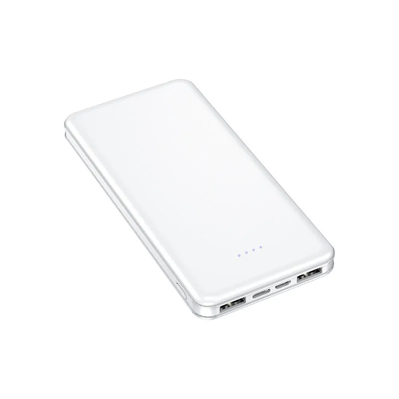 Power bank with 20000mAh capacity, fast charging, multiple USB ports, plastic shell, and compact design