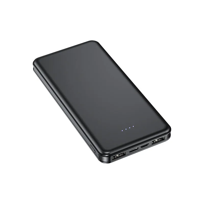 Power bank with 20000mAh capacity, fast charging, multiple USB ports, plastic shell, and compact design