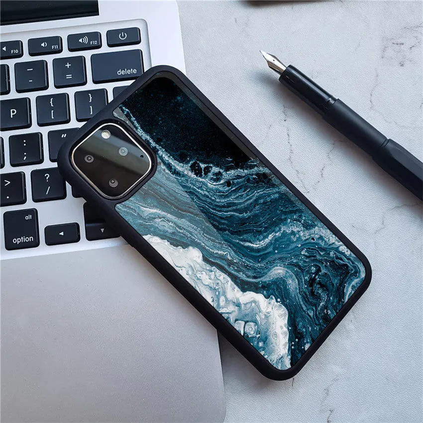 Marble phone case back cover with camouflage pattern on iPhone showing Black gold colour